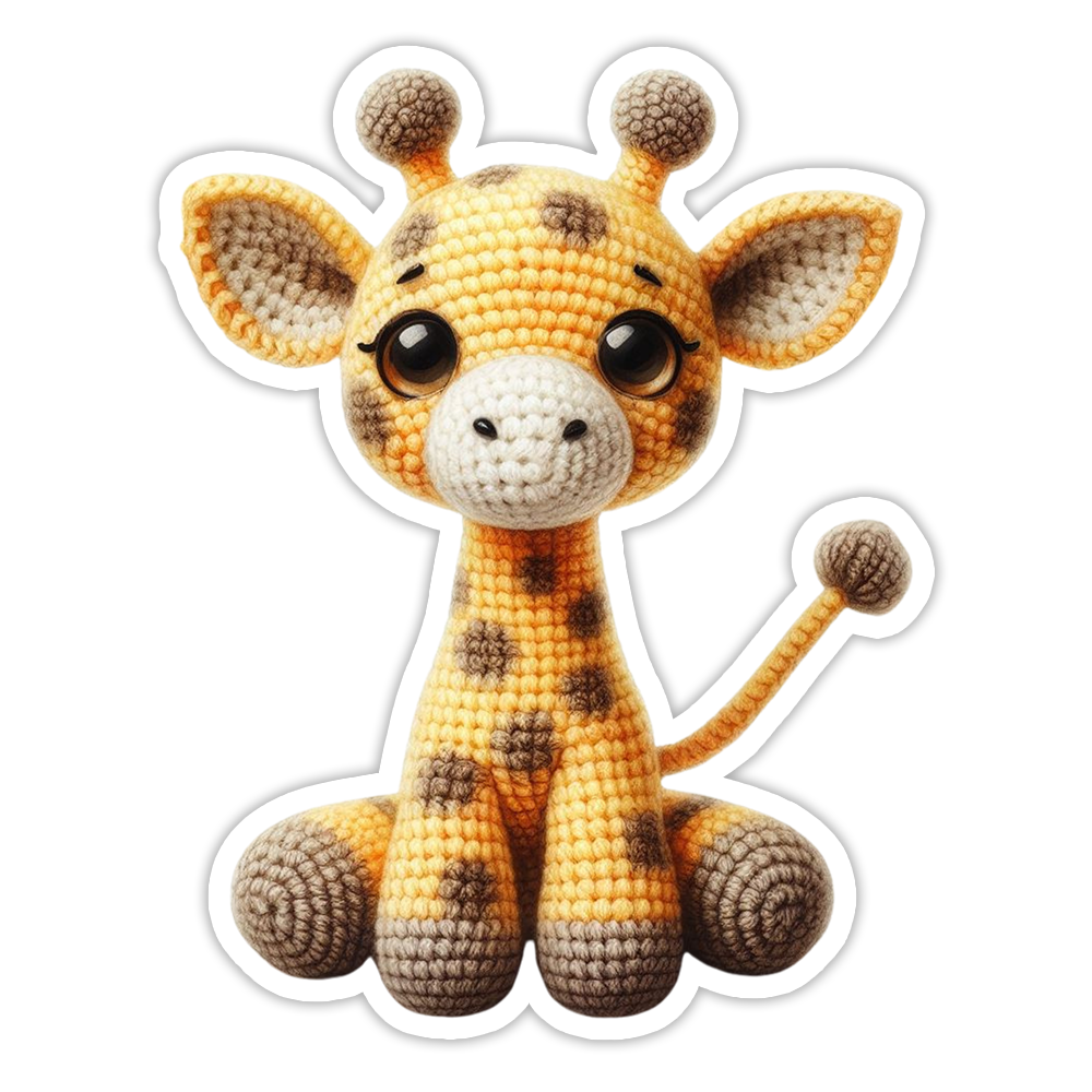 Crocheted Giraffe Die Cut Sticker (5245)