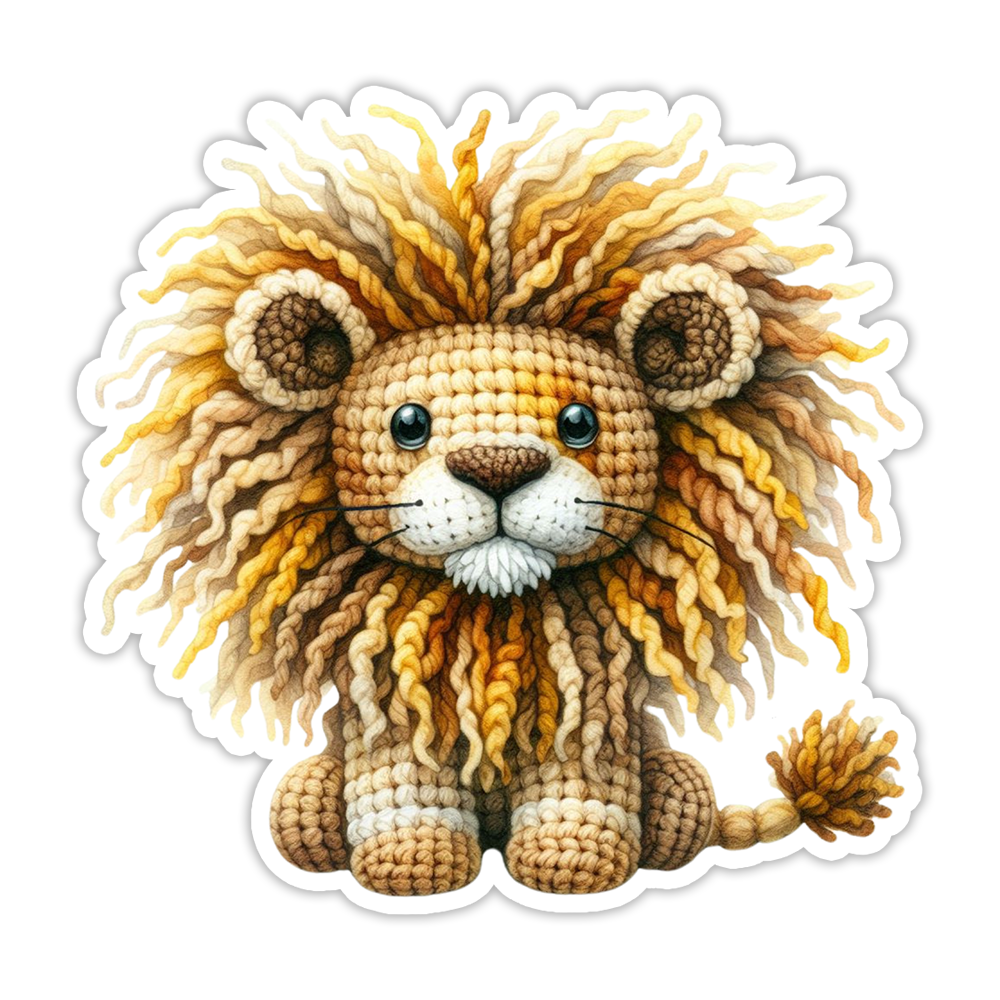 Crocheted Lion Die Cut Sticker (5246)