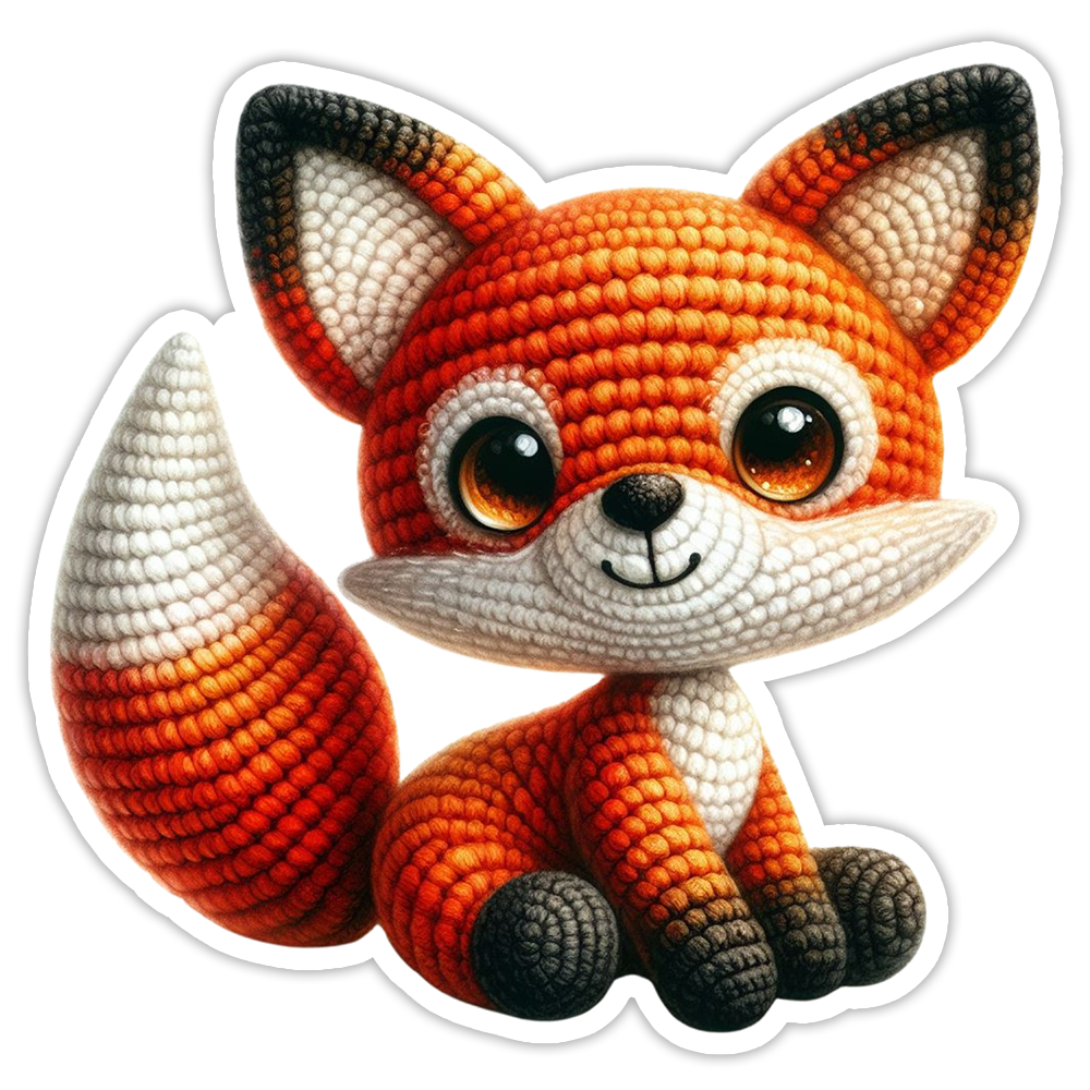 Crocheted Fox Die Cut Sticker (5249)
