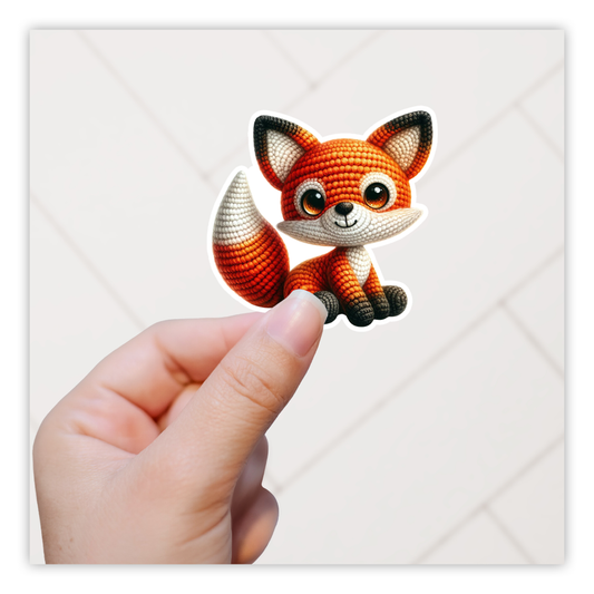 Crocheted Fox Die Cut Sticker (5249)