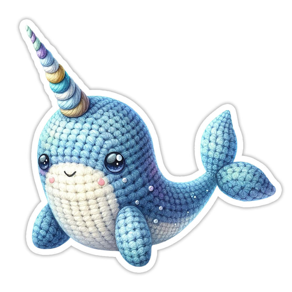 Crocheted Narwhal Die Cut Sticker (5251)