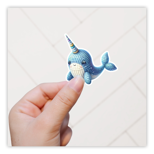 Crocheted Narwhal Die Cut Sticker (5251)