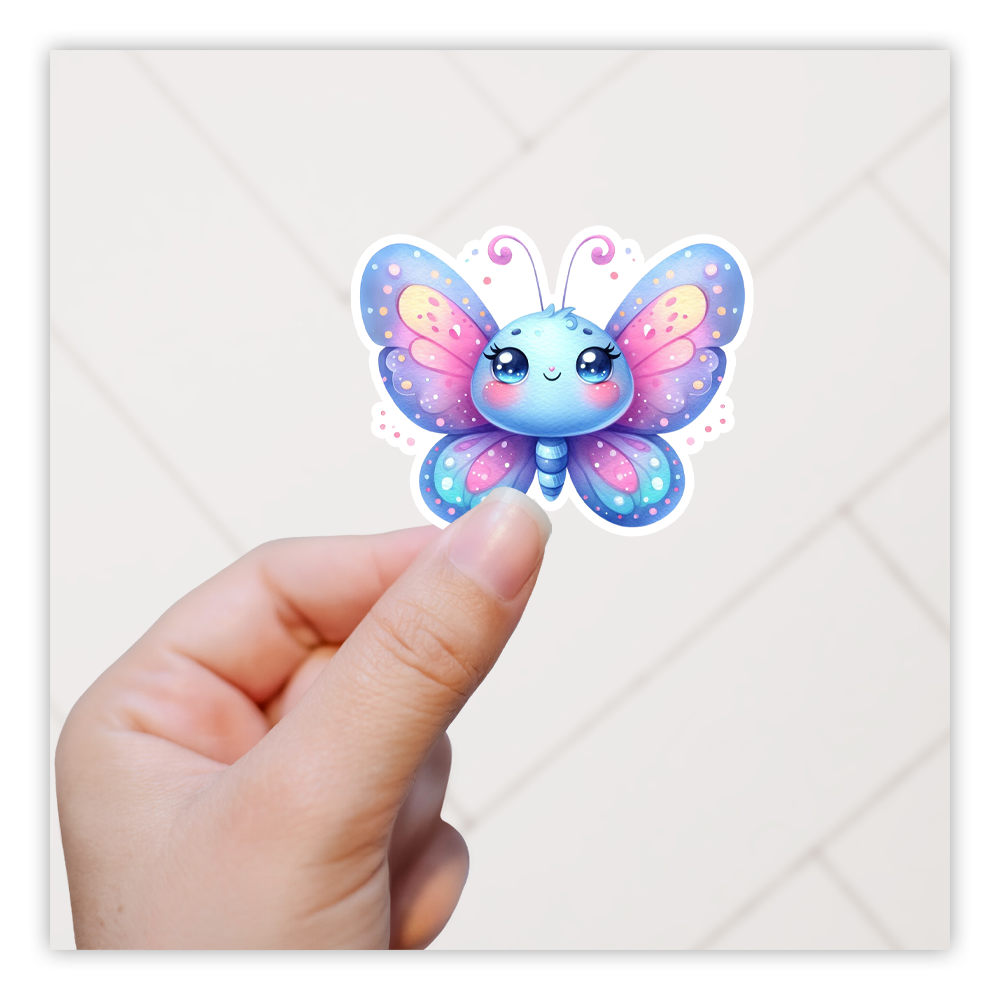 Kawaii Blue Butterfly Die Cut Sticker (5254)