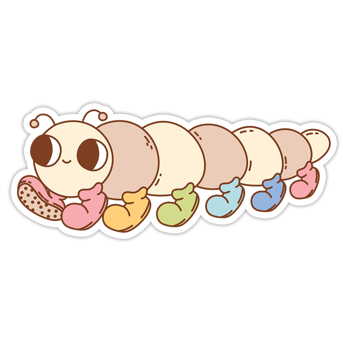 Y2K Caterpillar with Shoes Die Cut Sticker (5255)