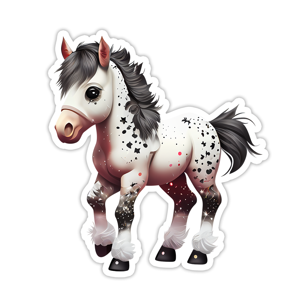 Black and White Piebald Pony Horse Die Cut Sticker (5256)