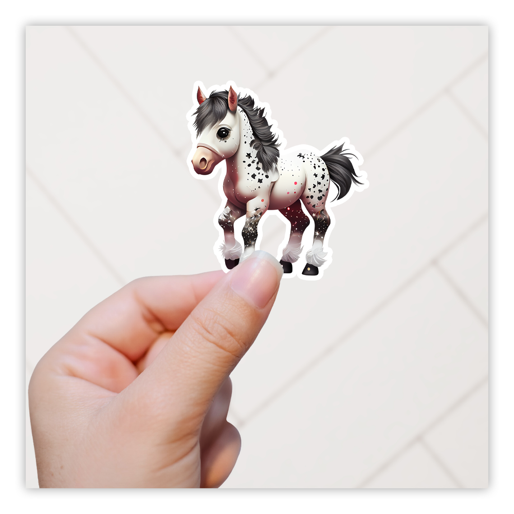 Black and White Piebald Pony Horse Die Cut Sticker (5256)