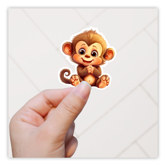 Cute Little Monkey Die Cut Sticker (5269)