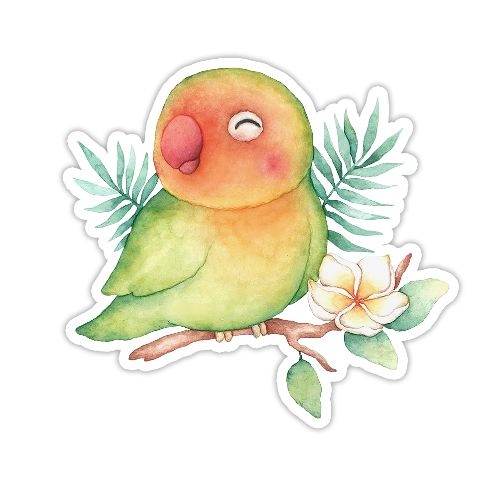 Watercolor Lovebird Die Cut Sticker (5270)