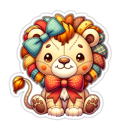 Patchwork Lion Die Cut Sticker (5271)