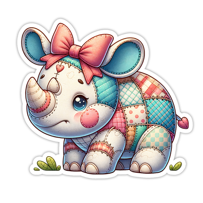 Patchwork Rhino Die Cut Sticker (5272)