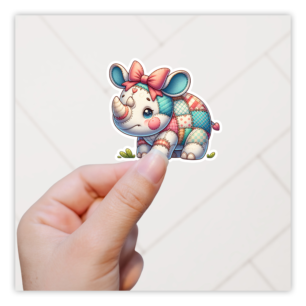 Patchwork Rhino Die Cut Sticker (5272)