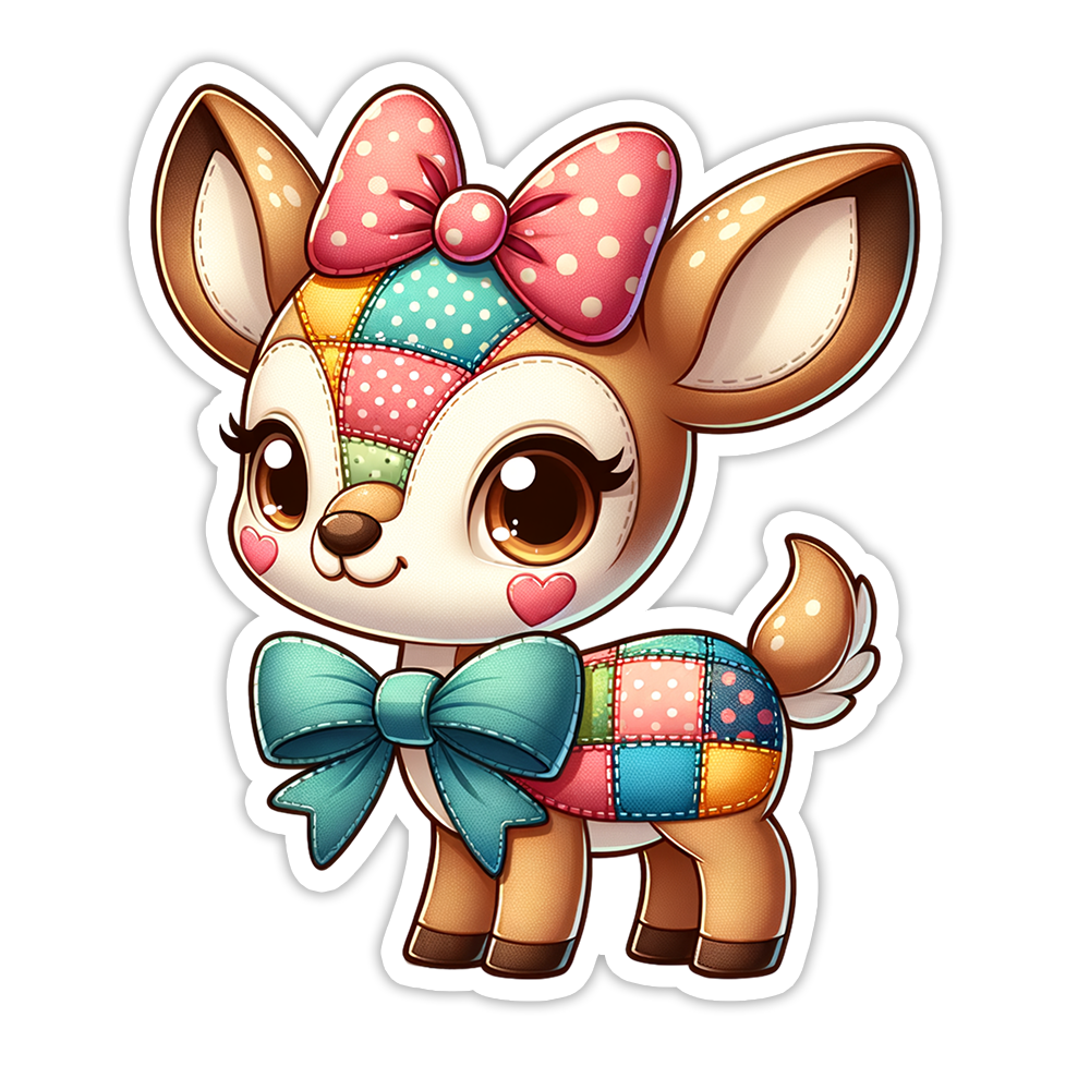 Patchwork Deer Die Cut Sticker (5273)