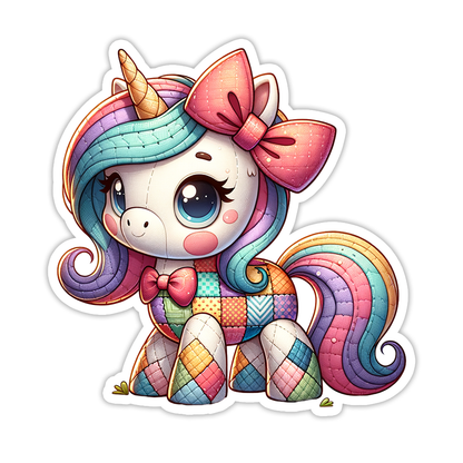 Patchwork Unicorn Die Cut Sticker (5274)