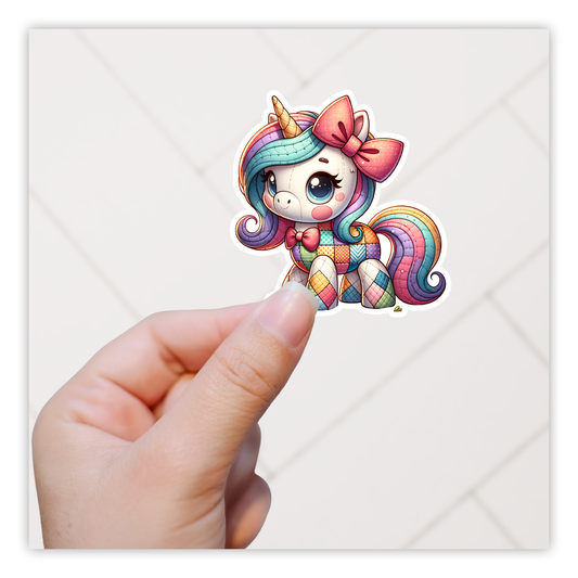 Patchwork Unicorn Die Cut Sticker (5274)