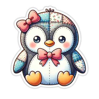 Patchwork Penguin Die Cut Sticker (5275)