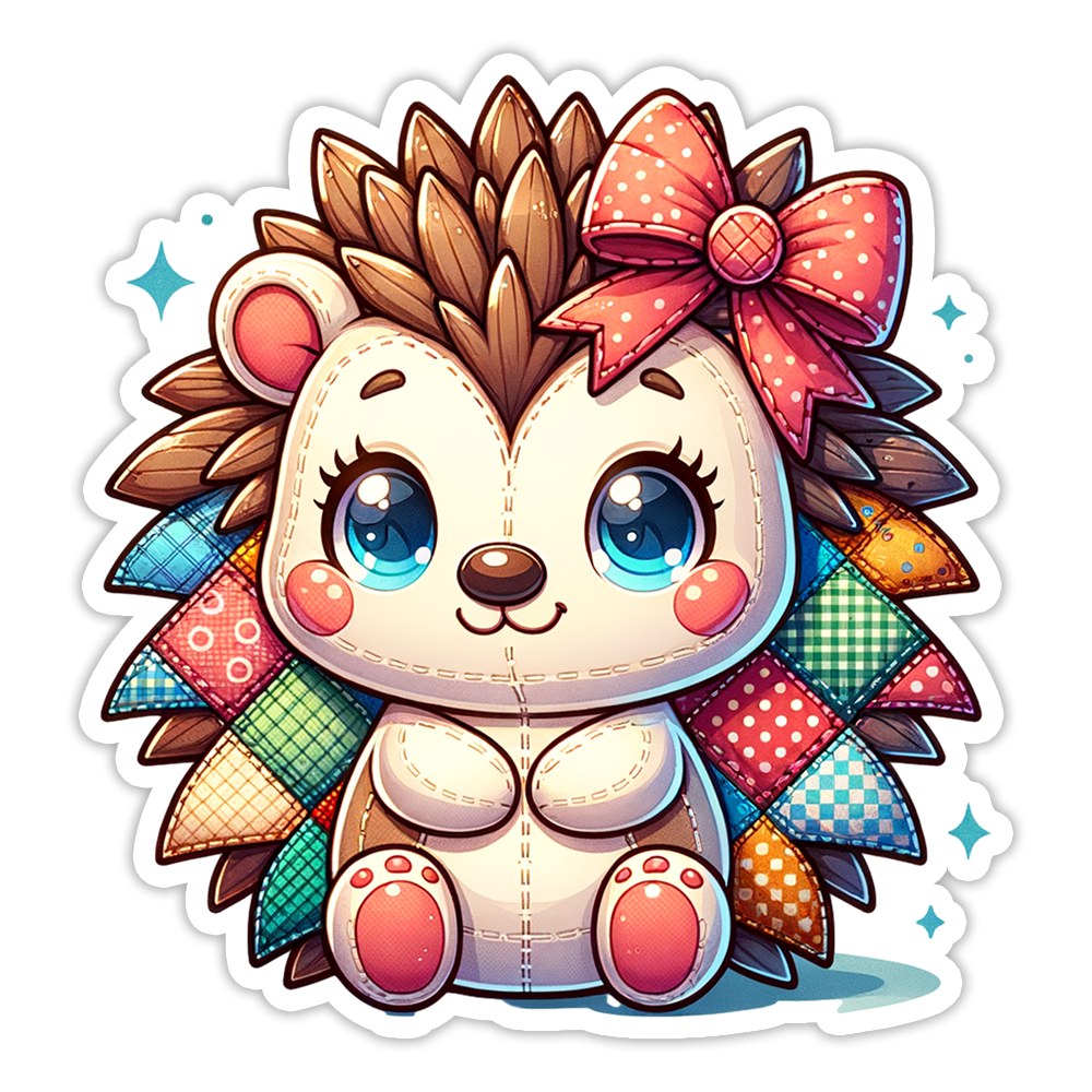 Patchwork Hedgehog Die Cut Sticker (5276)