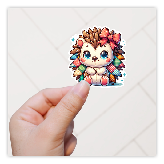 Patchwork Hedgehog Die Cut Sticker (5276)