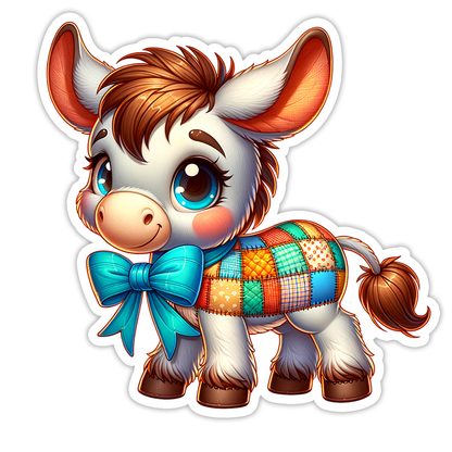 Patchwork Donkey Die Cut Sticker (5277)