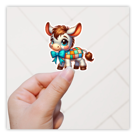 Patchwork Donkey Die Cut Sticker (5277)