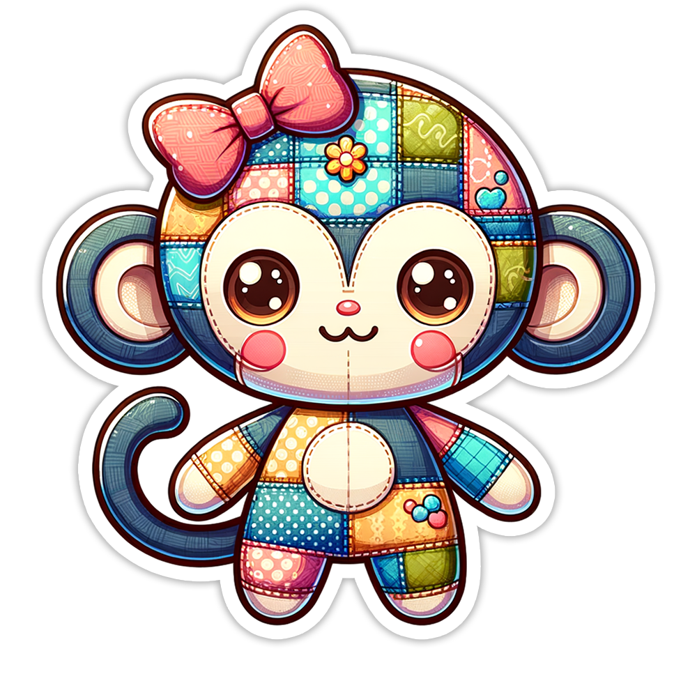 Patchwork Monkey Die Cut Sticker (5278)