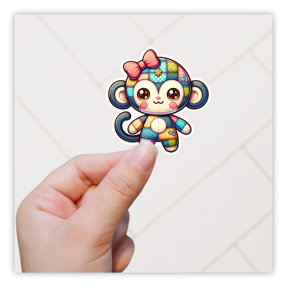 Patchwork Monkey Die Cut Sticker (5278)