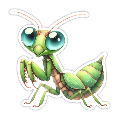 Cute Praying Mantis Die Cut Sticker (5279)