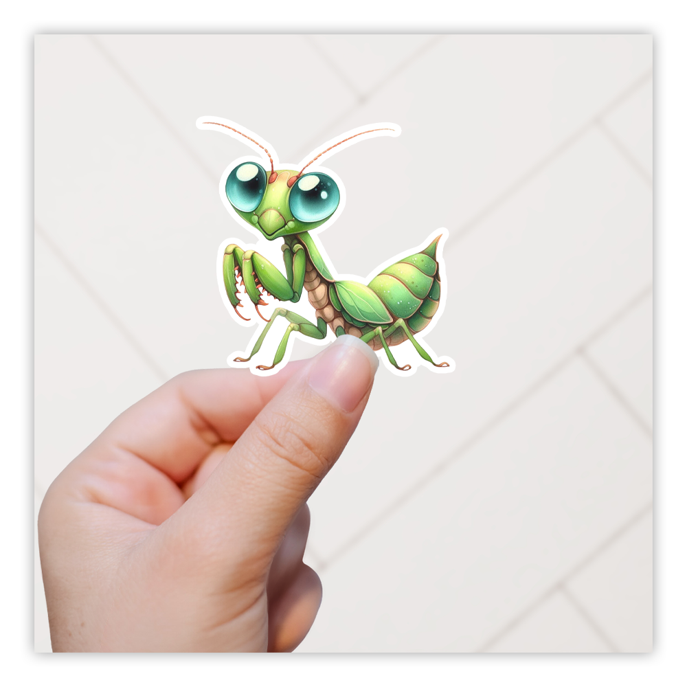 Cute Praying Mantis Die Cut Sticker (5279)