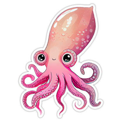 Pink Squid Die Cut Sticker (5282)