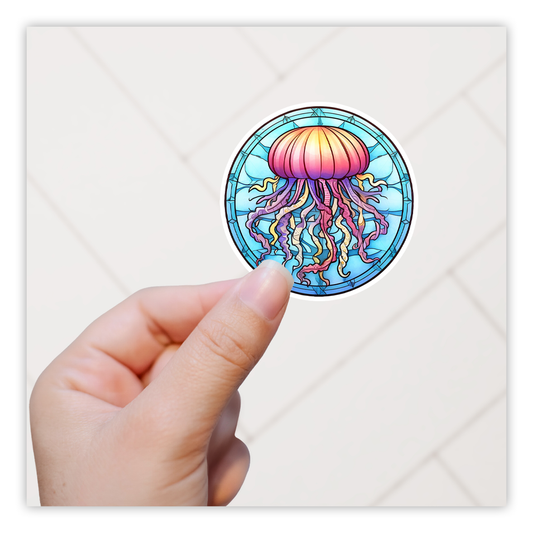 Stained Glass Jelly Fish Die Cut Sticker (5283)