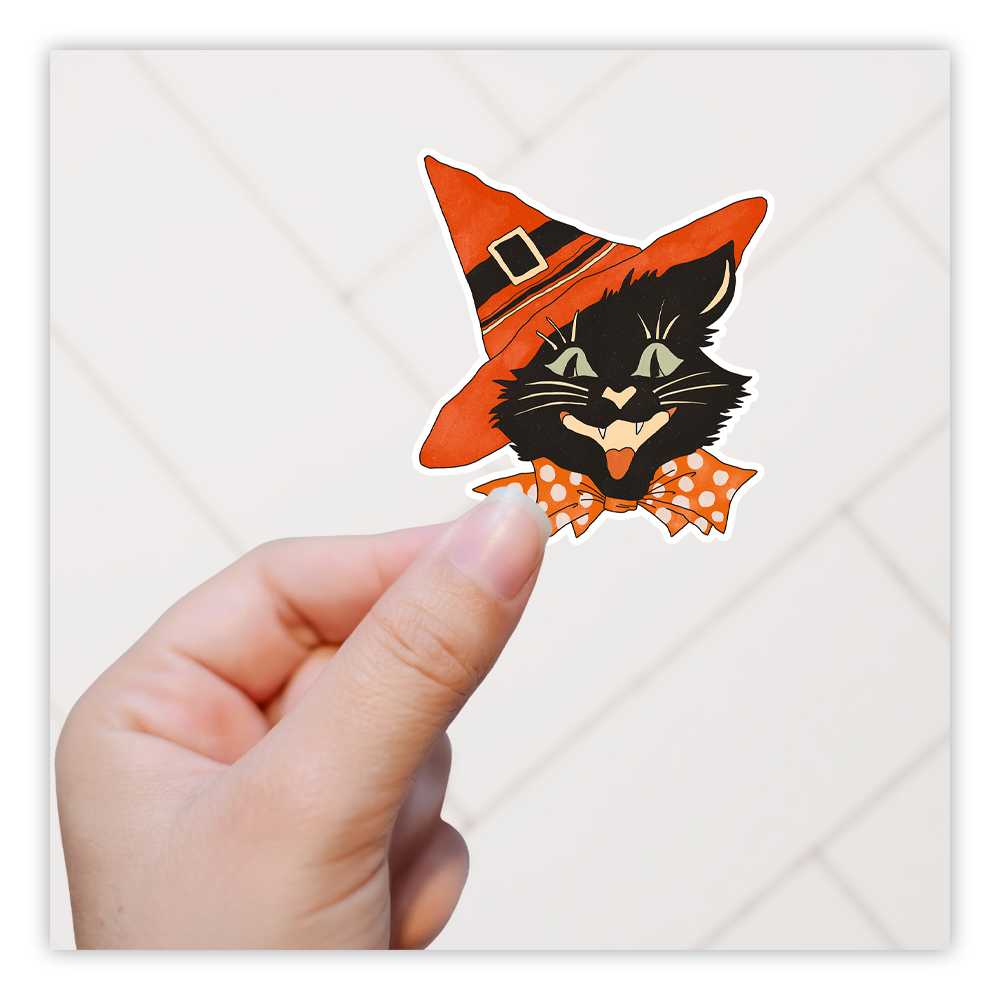 Vintage Halloween Black Cat Die Cut Plakker (52)