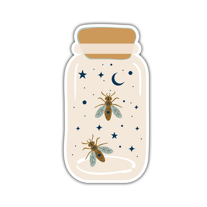 Jar of Star Dust Fireflies Die Cut Sticker (538)