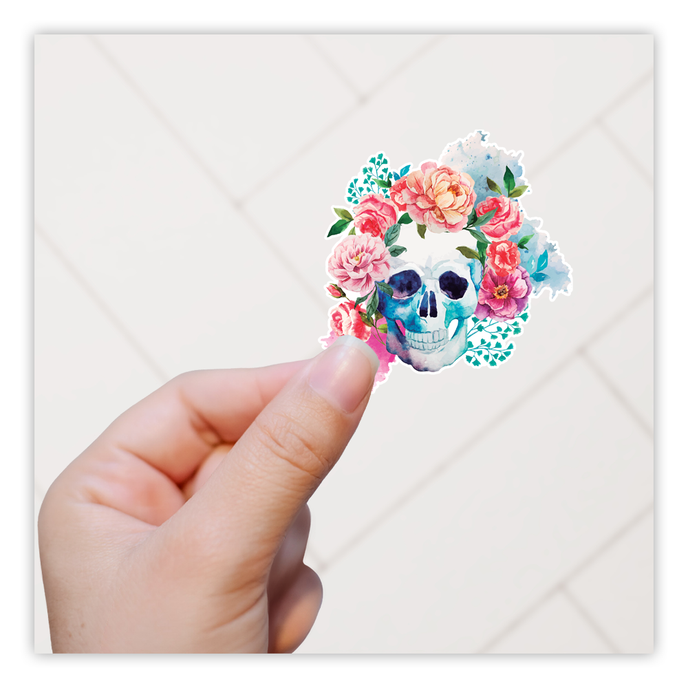 Skull Flower Crown Die Cut Sticker (551)