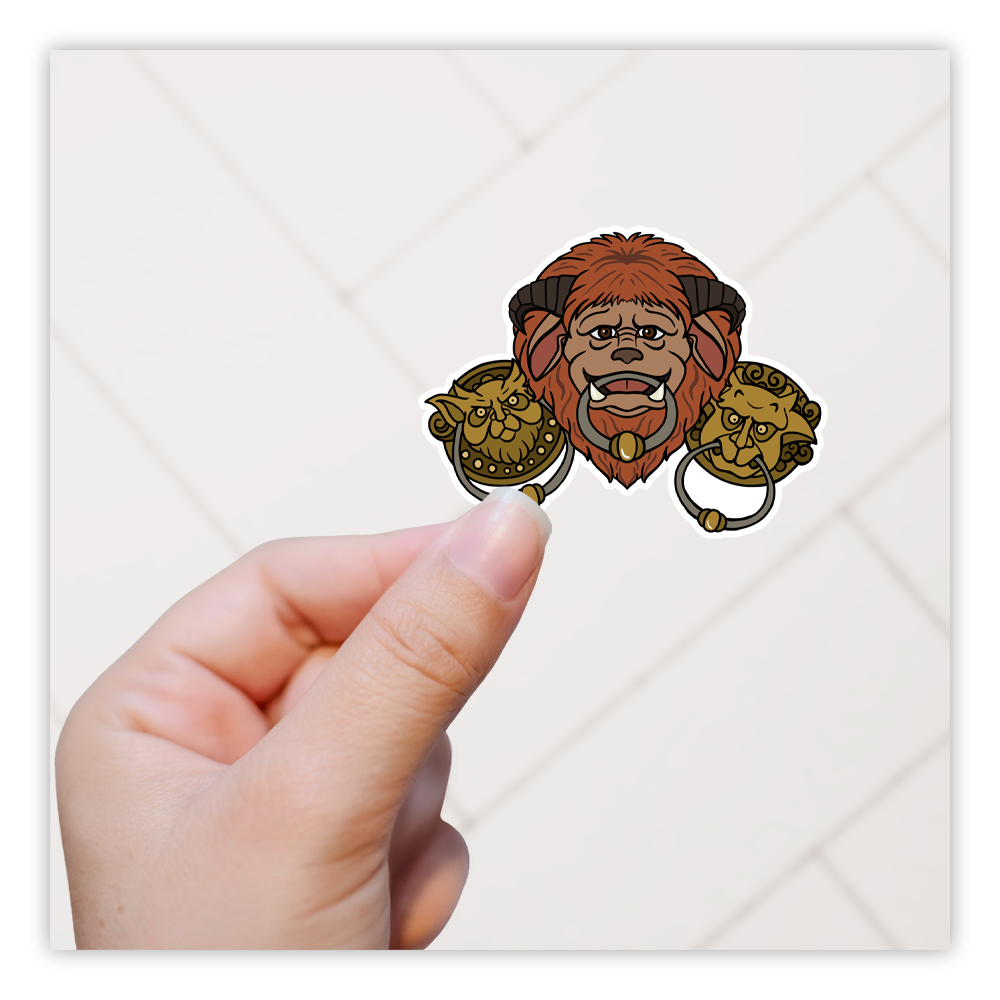 Jim Henson se Labyrinth Ludo Door Knockers Die Cut Sticker (554)