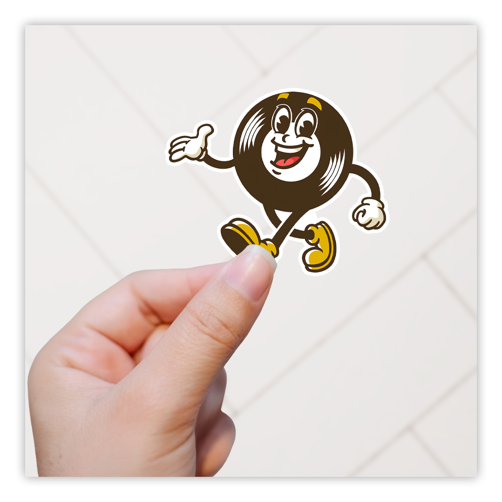 Retro LP Record Mascot Die Cut Sticker (5684)