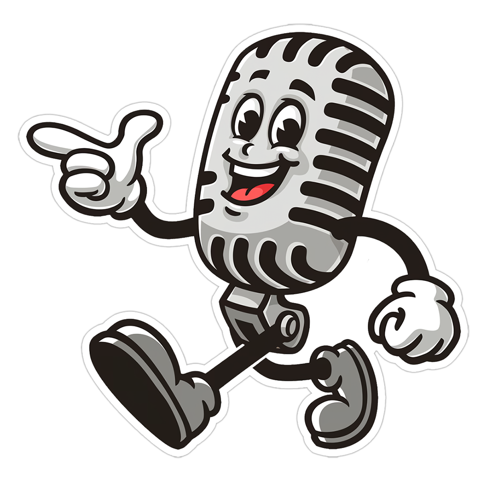 Retro Microphone Mascot Die Cut Sticker (5688)