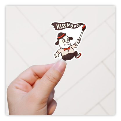 Retro Cartoon Dog Kiss My Ass Banner Die Cut Sticker (5692)