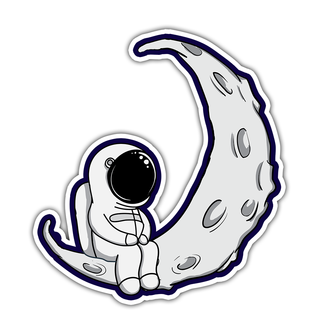 Astronaut Crescent Moon Die Cut Sticker (578)