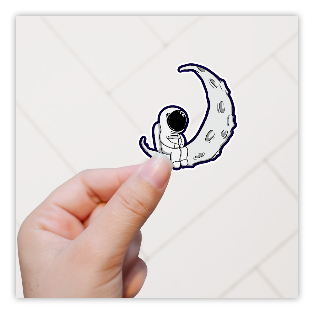 Astronaut Crescent Moon Die Cut Sticker (578)