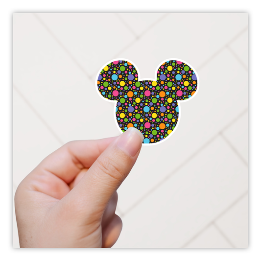 Hidden Mickey Mouse Icon - Bright Pastel Circles Die Cut Sticker (598)