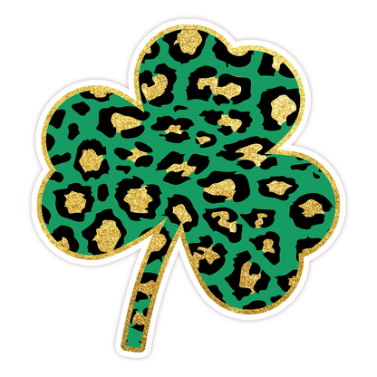 Leopard Print Shamrock Die Cut Sticker (60)