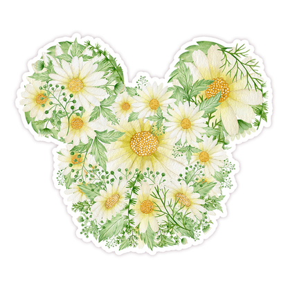 Hidden Mickey Mouse Icon - Daisies Die Cut Sticker (600)