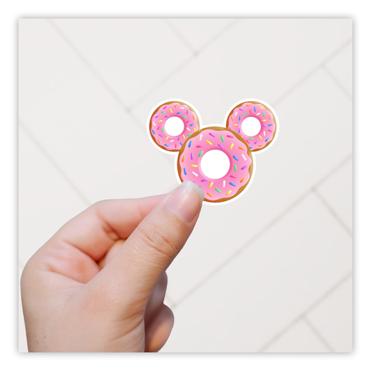 Hidden Mickey Mouse Icon - Pink Donuts Die Cut Sticker (601)
