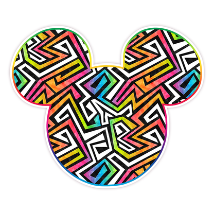 Hidden Mickey Mouse Icon - Rainbow Graffiti Die Cut Sticker (603)