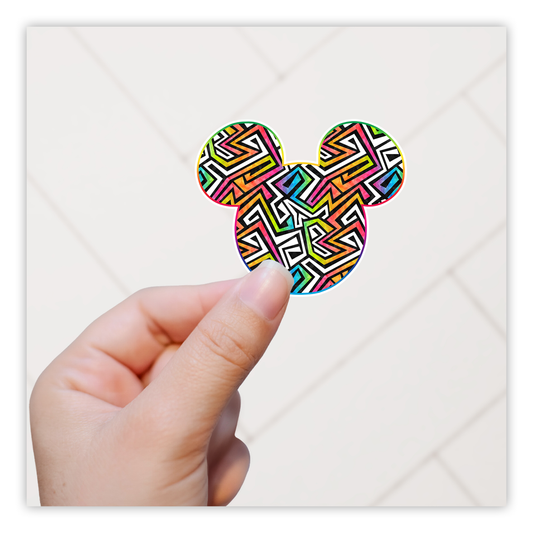 Hidden Mickey Mouse Icon - Rainbow Graffiti Die Cut Sticker (603)