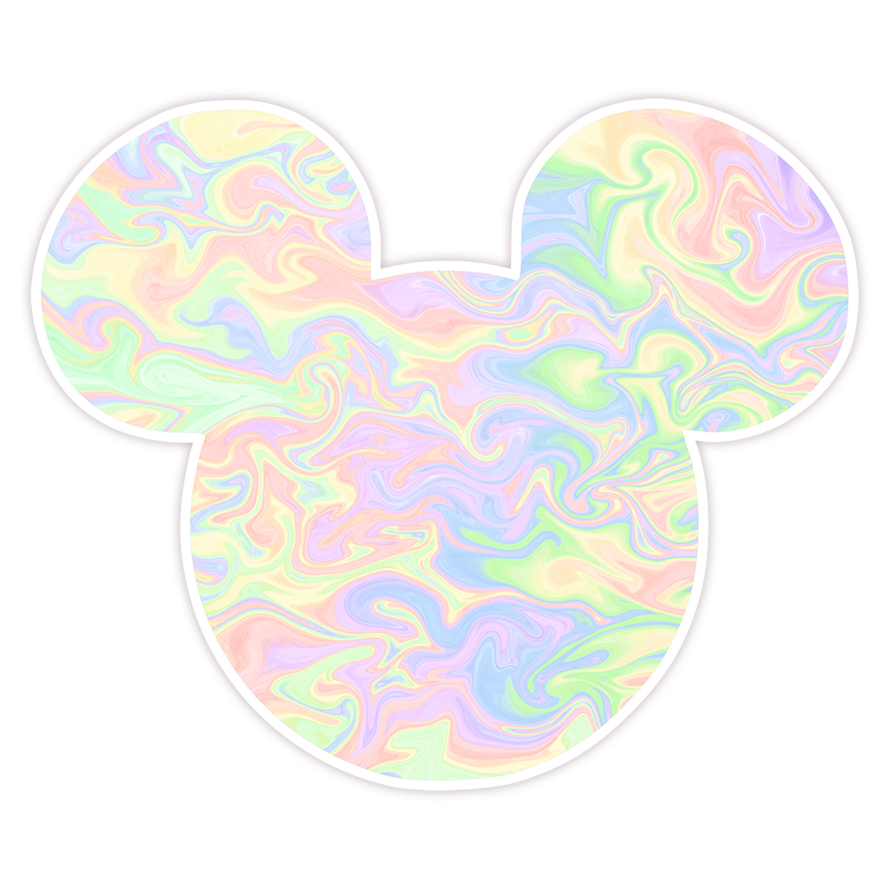 Hidden Mickey Mouse Icon - Iridescent Swirl Die Cut Sticker (605)