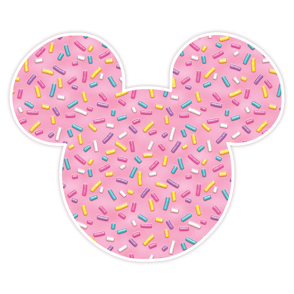 Hidden Mickey Mouse Icon - Pink Frosting Sprinkles Die Cut Sticker (608)