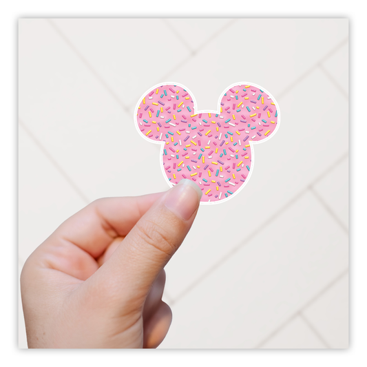 Hidden Mickey Mouse Icon - Pink Frosting Sprinkles Die Cut Sticker (608)