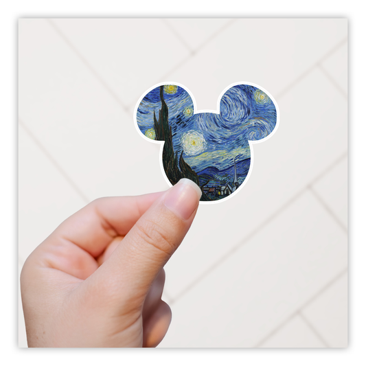 Hidden Mickey Mouse Icon - Starry Night Die Cut Sticker (609)