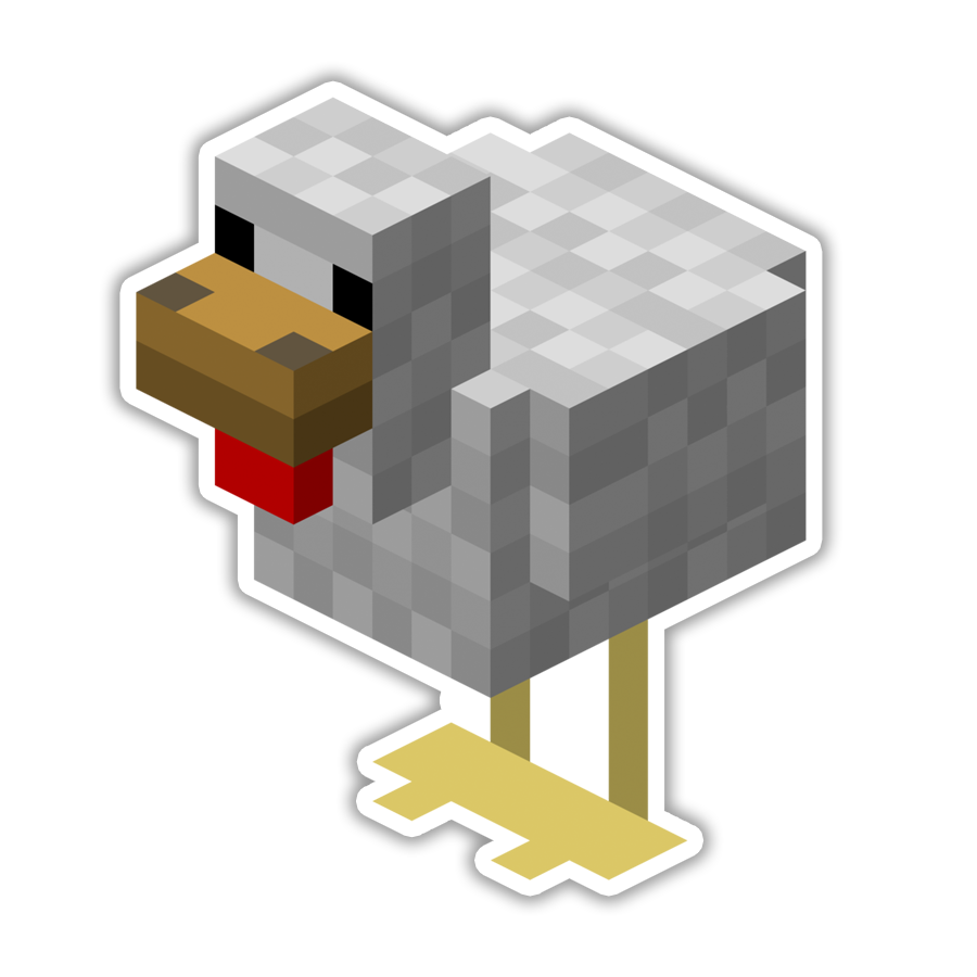 Minecraft Chicken Die Cut Sticker (623)