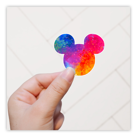 Hidden Mickey Mouse Icon - Rainbow Chalk Cloud Die Cut Sticker (63)